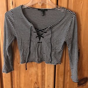 Black & white striped crop top. BRAND NEW